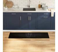 vidaXL Tappeto da Cucina Posate Nero 150 x 45 cm Velluto