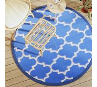 vidaXL Tappeto da Esterno ARAKIL Blu Ø160 cm in PP – Lavabile per Patio e Giardino
