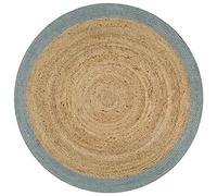 vidaXL Tappeto Lavorato a Mano in Juta Naturale Intrecciata Rotondo a Spirale Cucina Salotto Passatoia Artigianale Stuoia Bordo Verde Oliva 150 cm