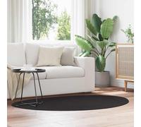 vidaXL Tappeto Ovale Moderno in Cotone Morbido per Uso Interno Colore Nero Dimensioni 120 x 170 cm Versatile Arredo Soggiorno E Camera da Letto