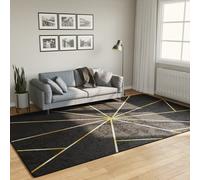 vidaXL Tappeto Lavabile 190x300 cm Nero e Oro Antiscivolo