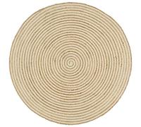 vidaXL Tappeto Lavorato a Mano in Juta Naturale Intrecciata Rotondo a Spirale Cucina Salotto Passatoia Stuoia Design a Spirale Bianco 120 cm
