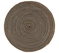 Tappeto lavorato a mano in juta design a spirale nero 90 cm