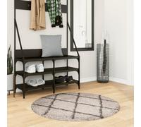 vidaXL Tappeto Shaggy PAMPLONA a Pelo Lungo Beige e Antracite Ø 100 cm