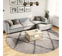 vidaXL Tappeto Shaggy PAMPLONA a Pelo Lungo Beige e Antracite Ø 280 cm