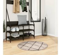 vidaXL Tappeto Shaggy PAMPLONA a Pelo Lungo Beige e Antracite Ø 80 cm