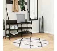 vidaXL Tappeto Shaggy PAMPLONA a Pelo Lungo Crema e Nero Ø 100 cm