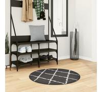 vidaXL Tappeto Shaggy PAMPLONA a Pelo Lungo Nero e Crema Ø 80 cm