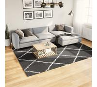 vidaXL Tappeto Shaggy PAMPLONA a Pelo Lungo Nero e Crema 200x280 cm