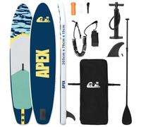 vidaXL APEX - Tavola da SUP gonfiabile, 305 x 76 x 15 cm, resistente ai raggi UV, per adulti, attrezzatura portatile per sport acquatici, con motivo a onde