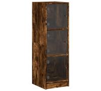 vidaXL Tavoletta in rovere fumé con ante in vetro, vetrina in legno ingegnerizzato, mobiletto per soggiorno e salotto, 35 x 37 x 109 cm, mobili moderni marroni