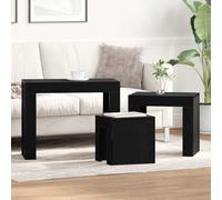 vidaXL Tavoli da annidamento 3 PCS Rovere Nero Legno Multistrato, Tavolini Accenti, Design Moderno a Nido, Arredamento Salvaspazio, Accessori Funzionali per Soggiorni Moderni