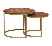 vidaXL Tavoli da Caffè Nido 2 pcs Legno massello di mango e acciaio