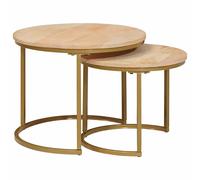 vidaXL Tavoli da Caffè Nido 2 pcs Legno massello di mango e acciaio
