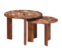 vidaXL Tavoli da Caffè Nido 2 pcs Multicolore Legno massello riciclato