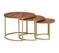 vidaXL Tavoli da Caffè Nido 3 pcs Legno massello di mango e acciaio