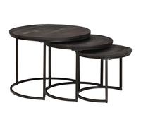 vidaXL Tavoli da Caffè Nido 3 pcs Legno massello di mango e acciaio