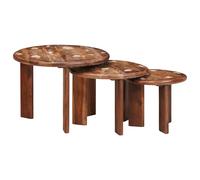 vidaXL Tavoli da Caffè Nido 3 pcs Multicolore Legno massello riciclato