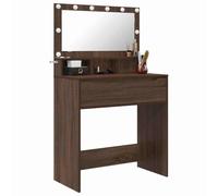 vidaXL Tavoli da Trucco per Camera da Letto Rovere Marrone, Toeletta Moderna, Vanity Minimalista, Elegante Specchio in Vetro, Grande Spazio, organizzatore per la Camera