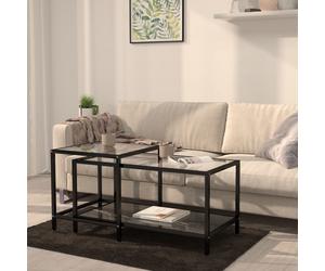 vidaXL Tavolini 2 pz Neri in Vetro Temperato