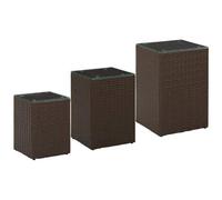 VIDAXL - Tavolini 3 Pz Con Piano In Vetro Marroni In Polyrattan