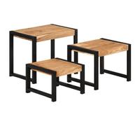 vidaXL Tavolini a Incastro 3 pz in Legno Massello di Pino