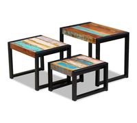 vidaXL Tavolini ad Incastro 3 pz in Legno Massello Anticato