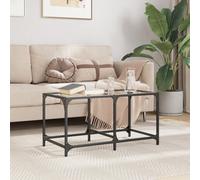 vidaXL Tavolini con Piano Vetro Trasparente 2 pz 78,5x40x40 cm Acciaio