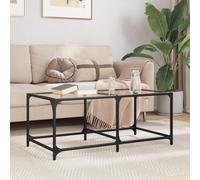 vidaXL Tavolini con Piano Vetro Trasparente 2 pz 98,5x50x40 cm Acciaio
