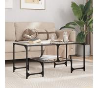 vidaXL Tavolini con Piano Vetro Trasparente 2 pz 98,5x50x45 cm Acciaio