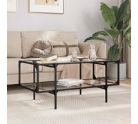 vidaXL Tavolini con Piano Vetro Trasparente 2 pz 98,5x50x45 cm Acciaio
