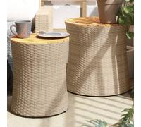 vidaXL Tavolini da Giardino 2pz con Piano in Legno Beige in Polyrattan