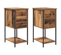 vidaXL Armadio da Notte 2 pcs Legno vecchio 32 x 42 x 70 cm
