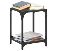 vidaXL Tavolini da Salotto con Piano Vetro Nero 2pz 30x30x40cm Acciaio
