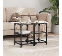 vidaXL Tavolini da Salotto con Piano Vetro Nero 2pz 30x30x45cm Acciaio