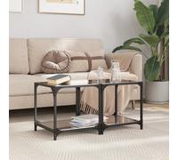 vidaXL Tavolini da Salotto con Piano Vetro Nero 2pz 40x40x40cm Acciaio