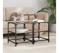 vidaXL Tavolini da Salotto con Piano Vetro Nero 2pz 40x40x45cm Acciaio