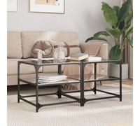 vidaXL Tavolini da Salotto con Piano Vetro Nero 2pz 50x50x45cm Acciaio