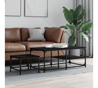 vidaXL Tavolini Impilabili 2 pz Neri in Legno Multistrato