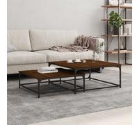 vidaXL Tavolini Impilabili 2 pz Rovere Marrone in Legno Multistrato