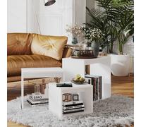 vidaXL Tavolini Impilabili 3 pz Bianchi in Legno Multistrato