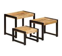 vidaXL Tavolini Impilabili 3 pz in Legno Massello di Mango