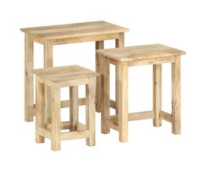 vidaXL Tavolini Impilabili 3 pz in Legno Massello di Mango