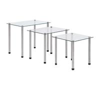 vidaXL Tavolini Impilabili 3 pz in Vetro Temperato Trasparente