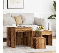 vidaXL Tavolini Impilabili 3 pz Legno Antico in Legno Multistrato