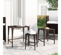 vidaXL Tavolini Impilabili 3 pz Marroni in Polyrattan