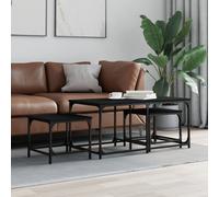 vidaXL Tavolini Impilabili 3 pz Neri in Legno Multistrato