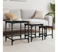 vidaXL Tavolini Impilabili 3 pz Neri in Legno Multistrato