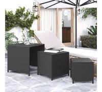 vidaXL Tavolini Impilabili 3 pz Neri in Polyrattan