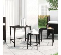 vidaXL Tavolini Impilabili 3 pz Neri in Polyrattan